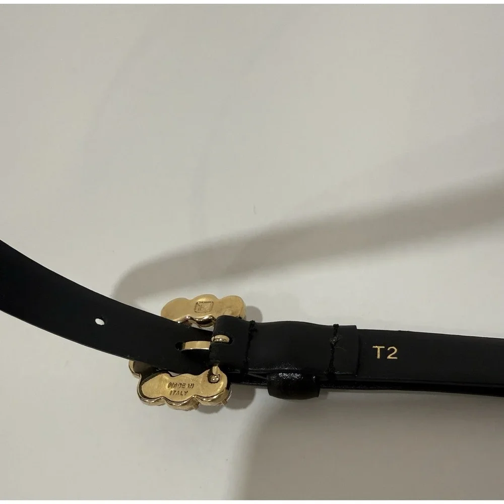 SANDRO Hilda Leather Belt Crystal Embellished Buckle Sz T2/M